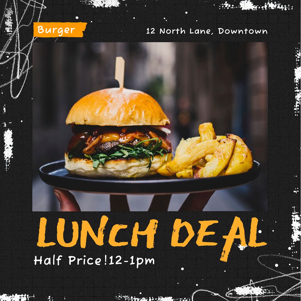 Lunch deal Instagram post template, editable text