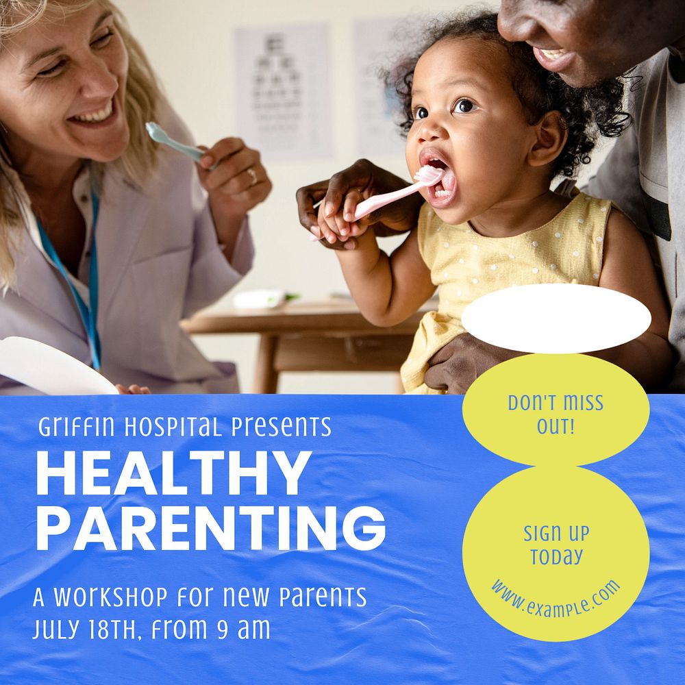 Healthy parenting Instagram post template, editable text