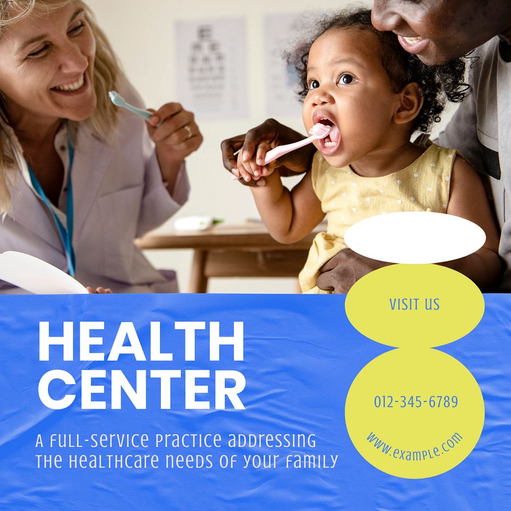 Health center Instagram post template, editable text