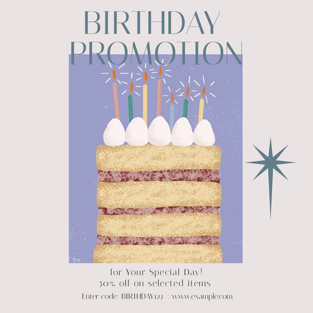 Birthday promotion Instagram post template, editable text