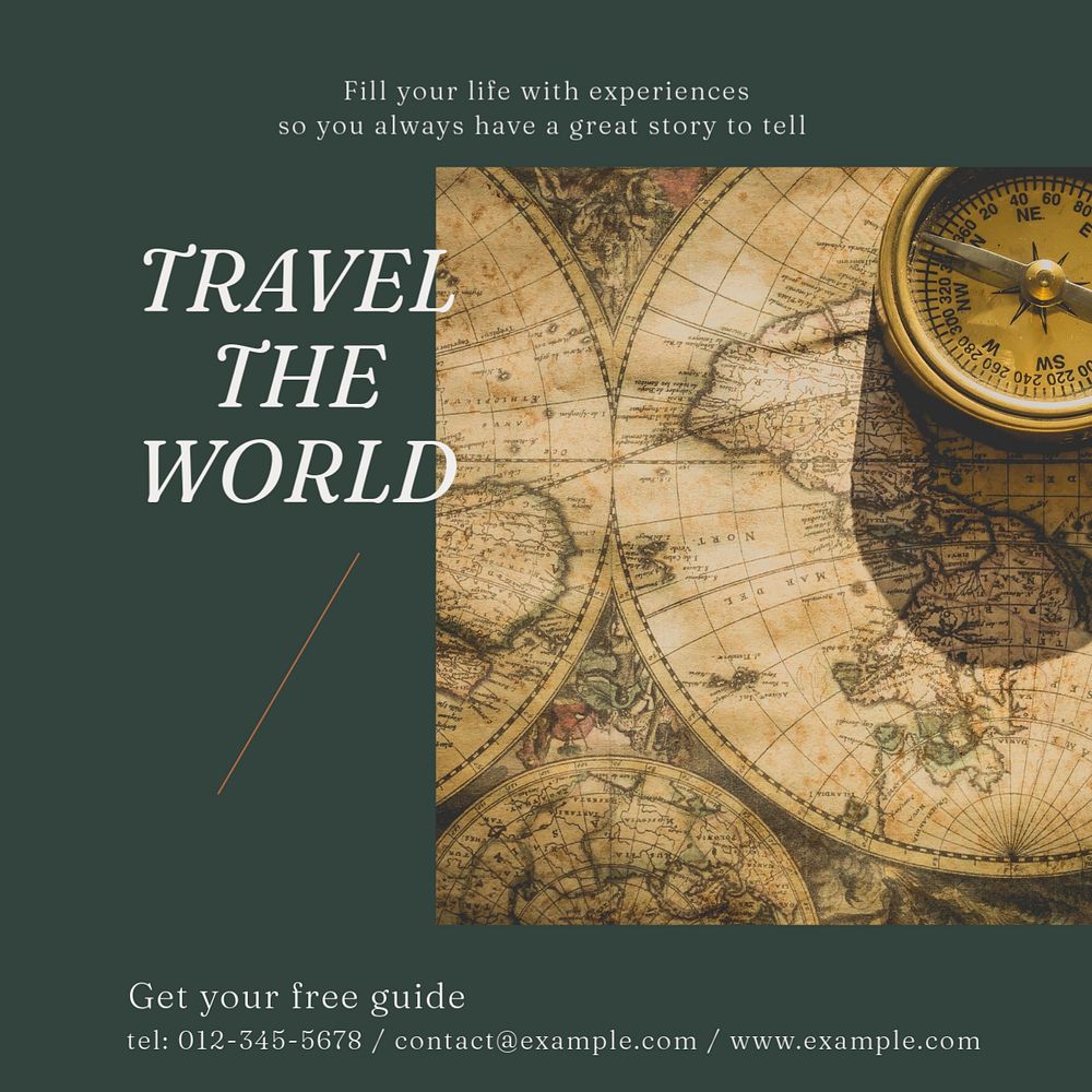 Travel agency Instagram post template, editable text