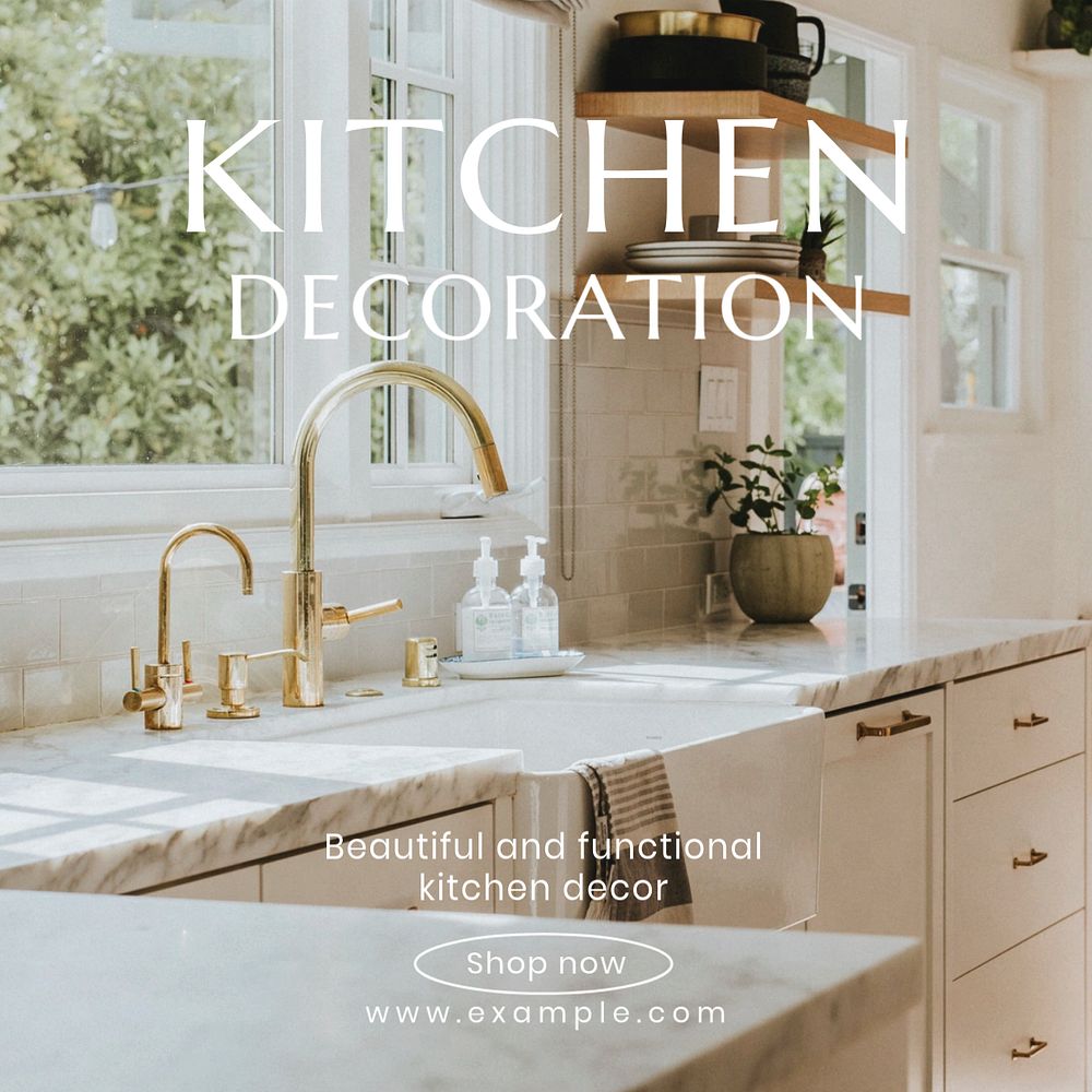 Kitchen decoration Instagram post template, editable text