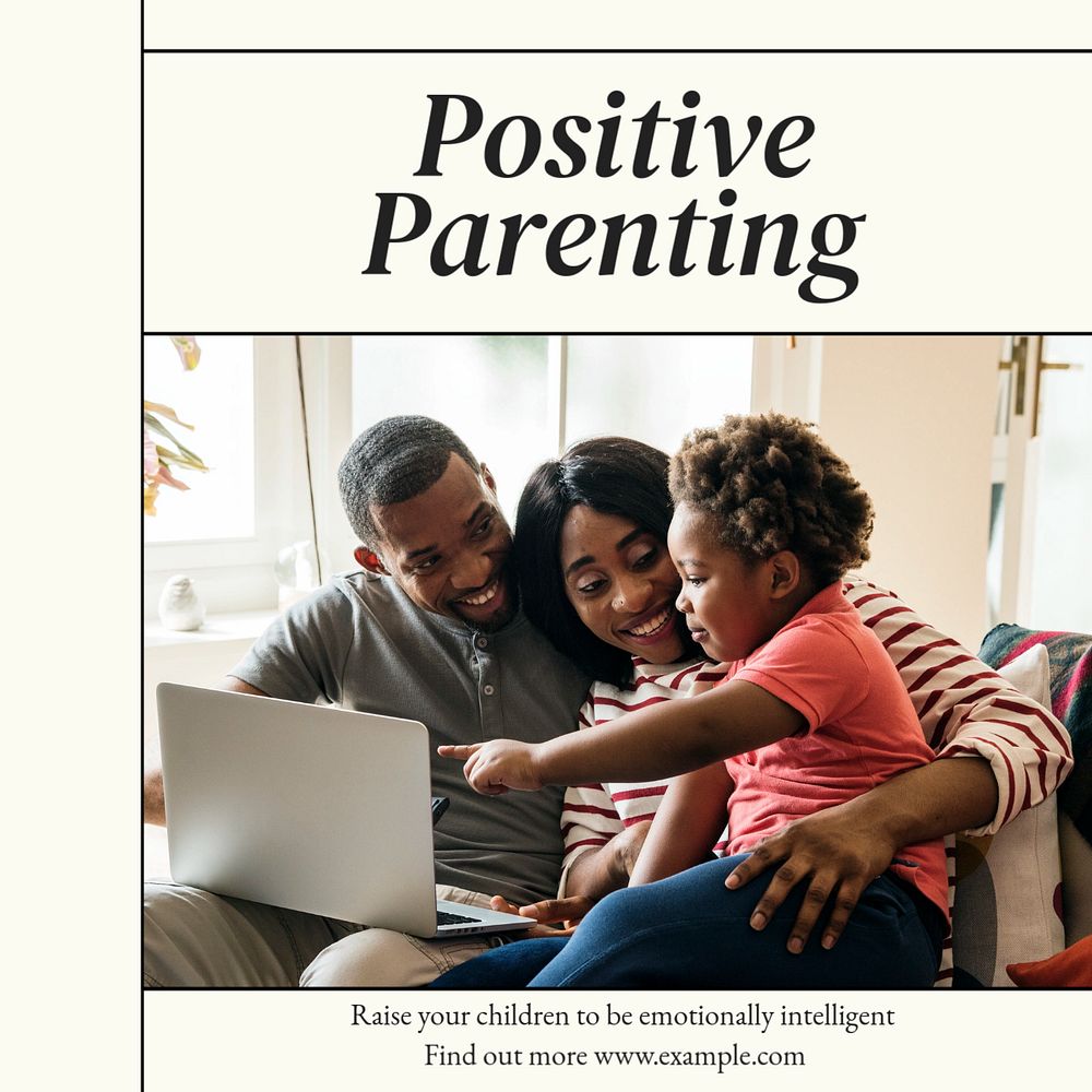 Positive parenting Instagram post template, editable text