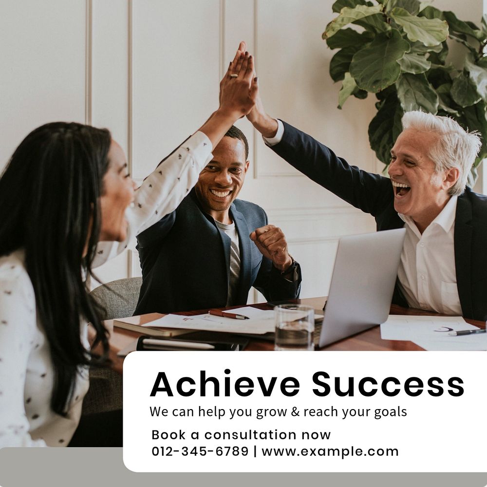 Achieve success Instagram post template, editable text