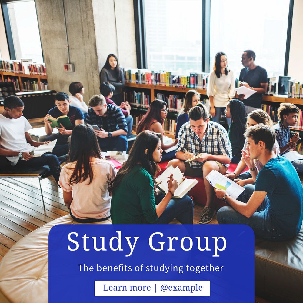 Study group Instagram post template, editable text