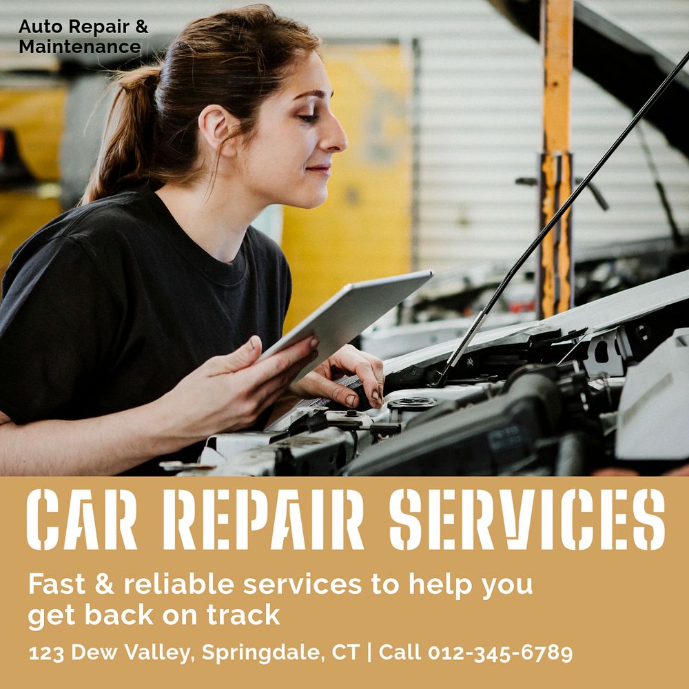 Car repair Instagram post template, editable text