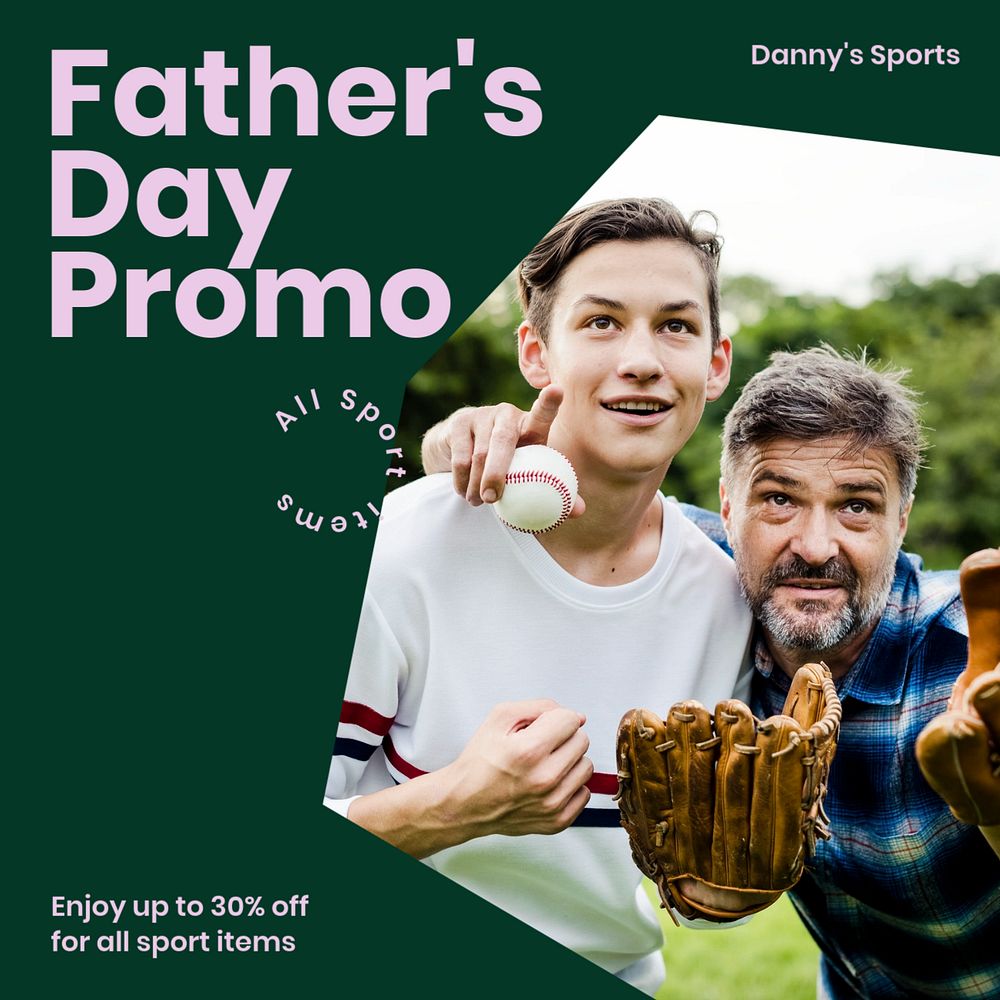 Father's day promo Instagram post template, editable text