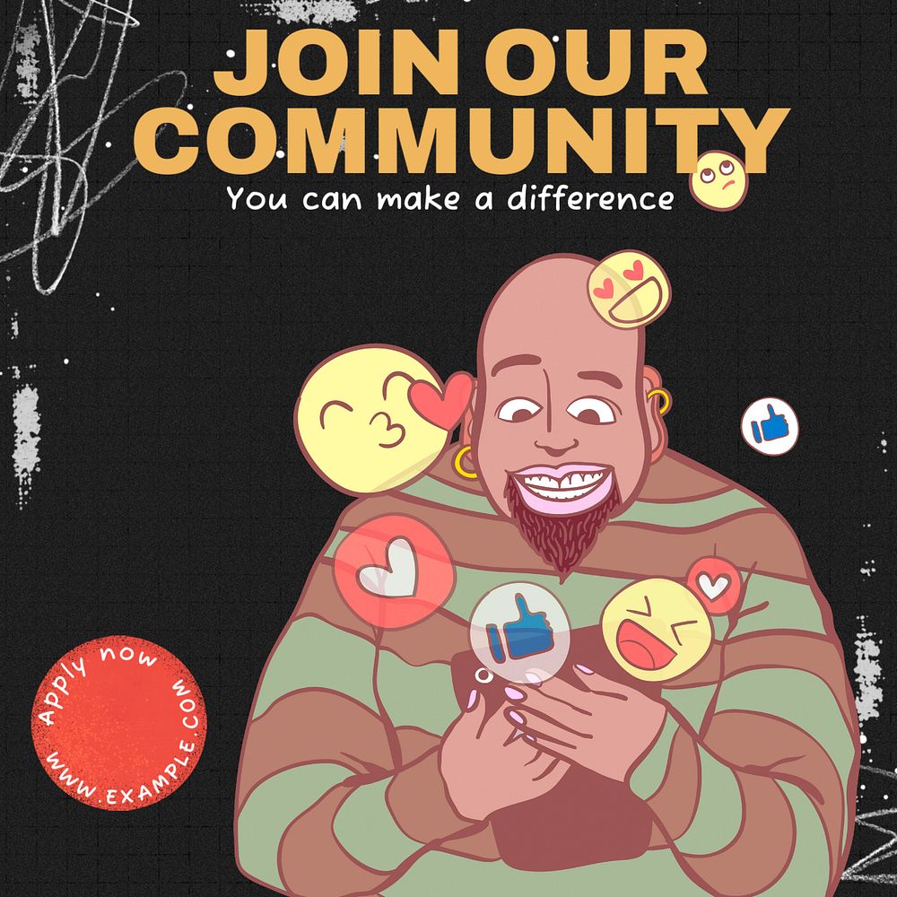 Join our community Instagram post template, editable text