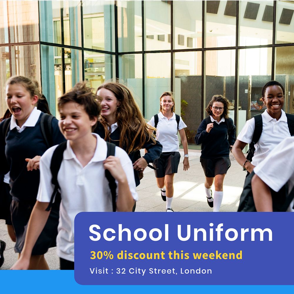 School uniform Instagram post template, editable text