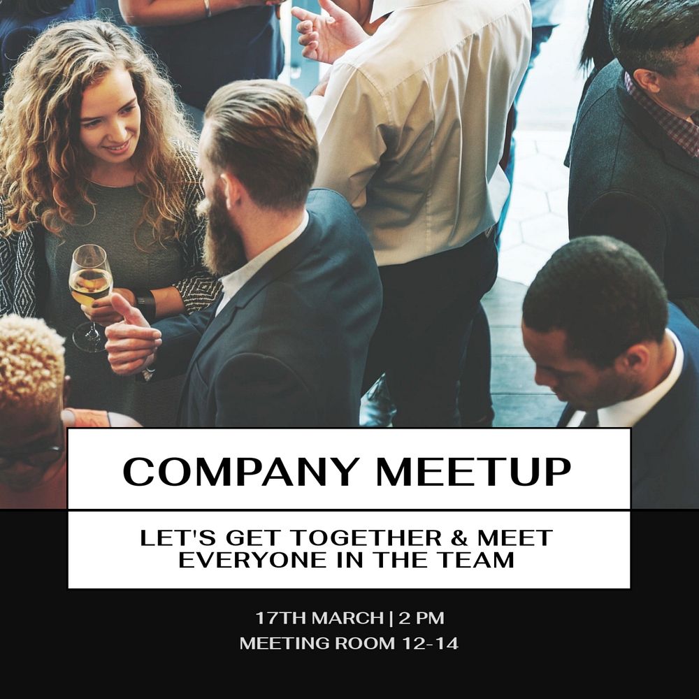 Company meetup Instagram post template, editable text