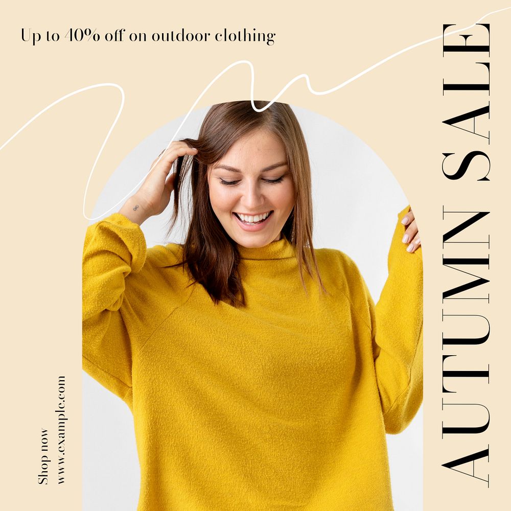 Autumn sale Instagram post template, editable text