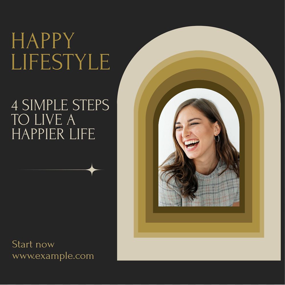 Happy lifestyle Instagram post template, editable text