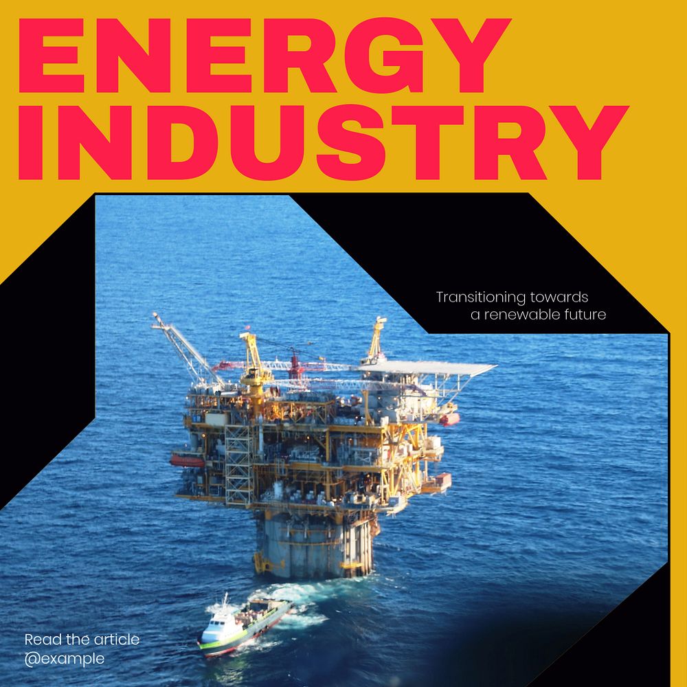 Energy industry Instagram post template, editable text