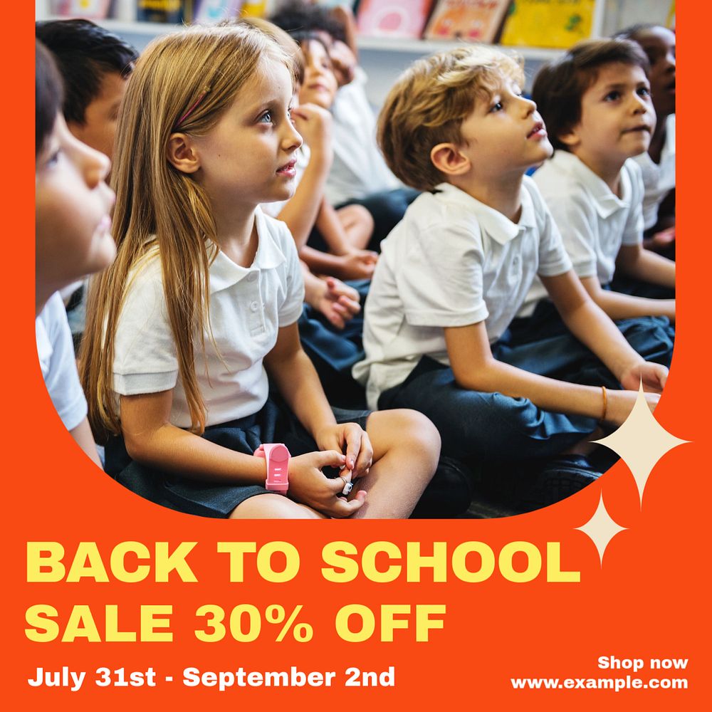 Back to school sale Instagram post template, editable text