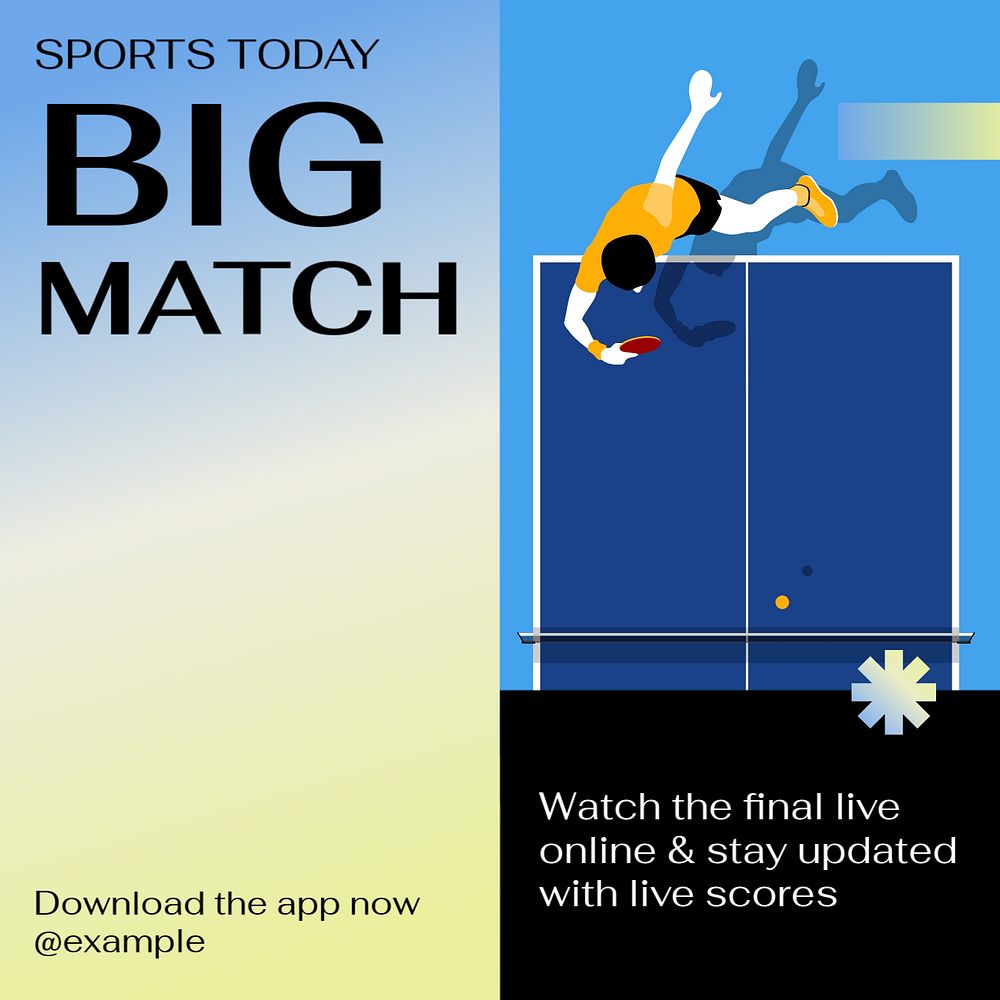 Live big match Instagram post template, editable text