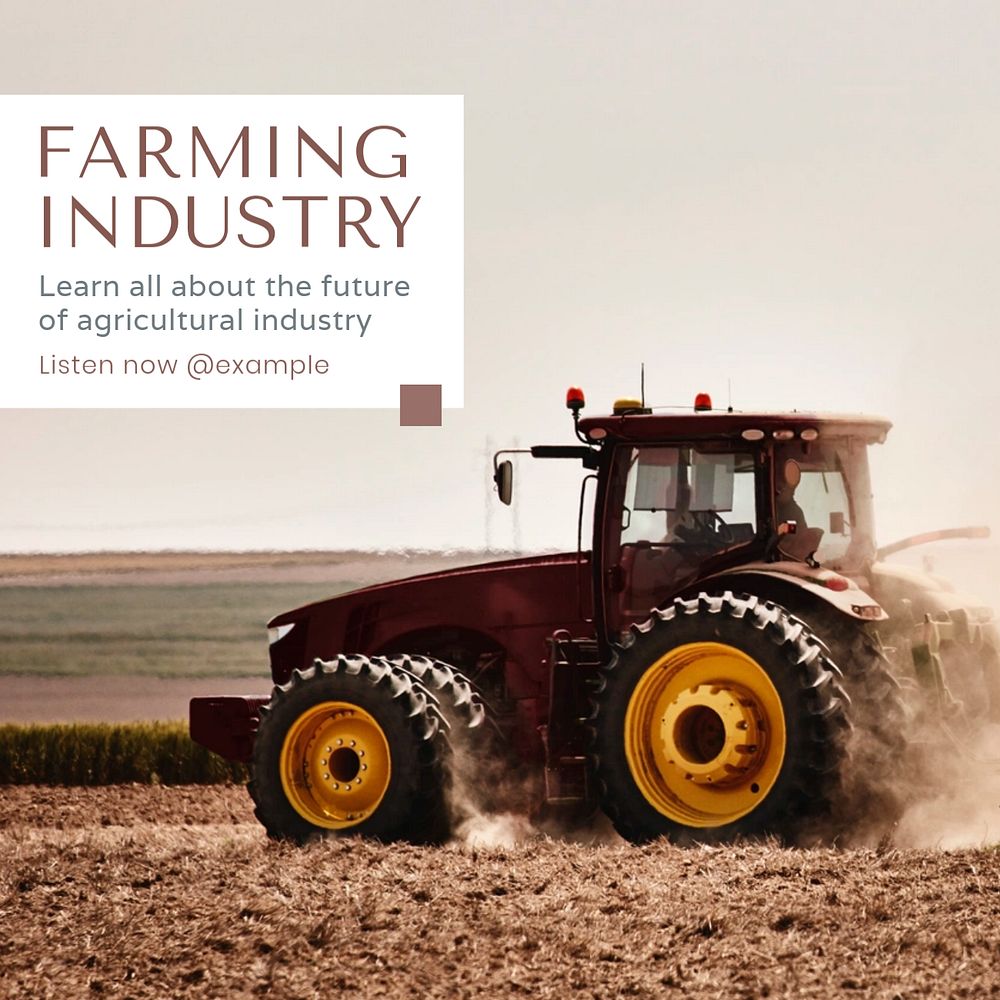 Farming industry Instagram post template, editable text