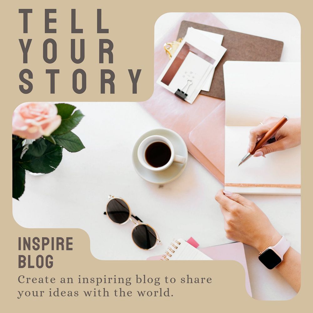 Tell your story Instagram post template, editable text