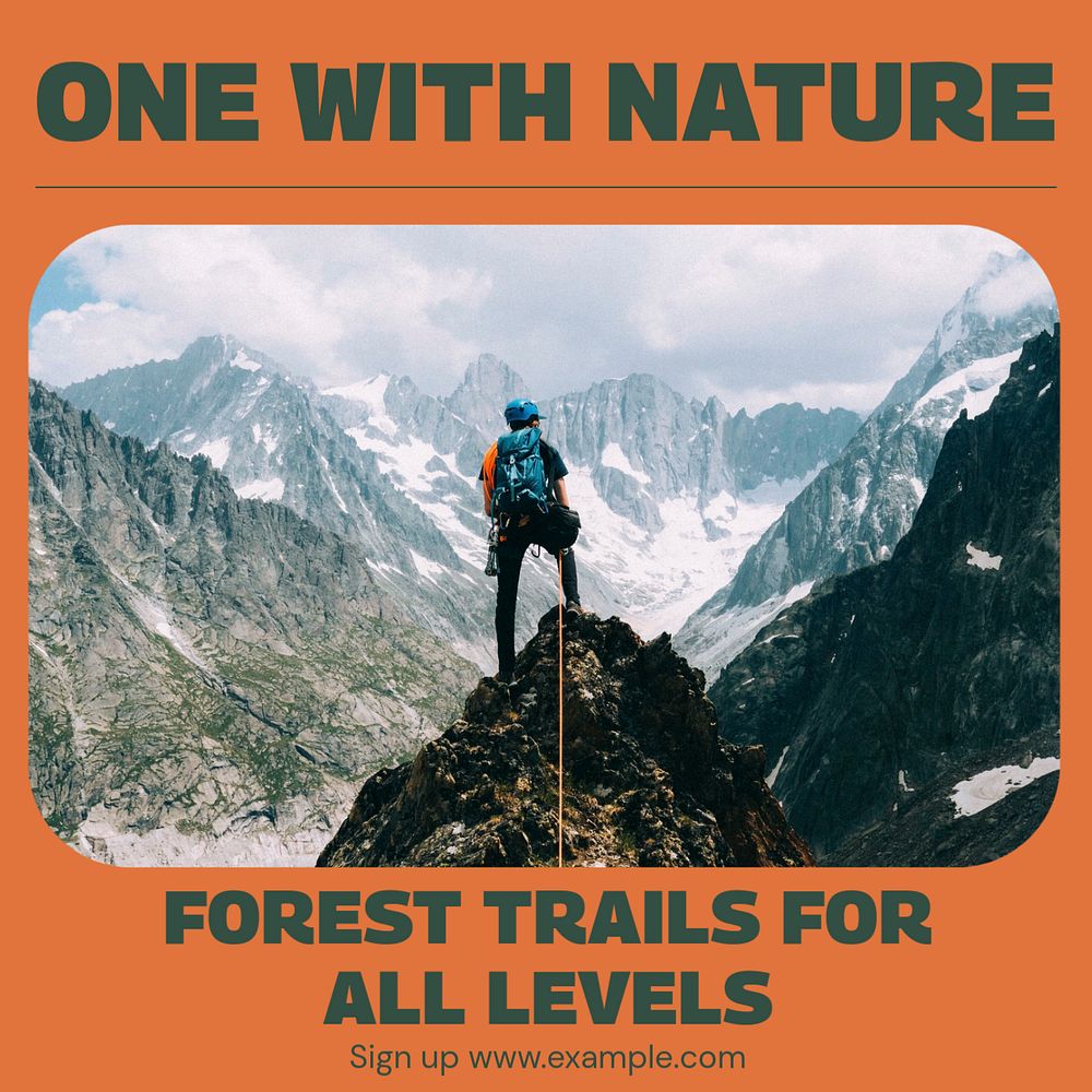 Nature trails Instagram post template, editable text