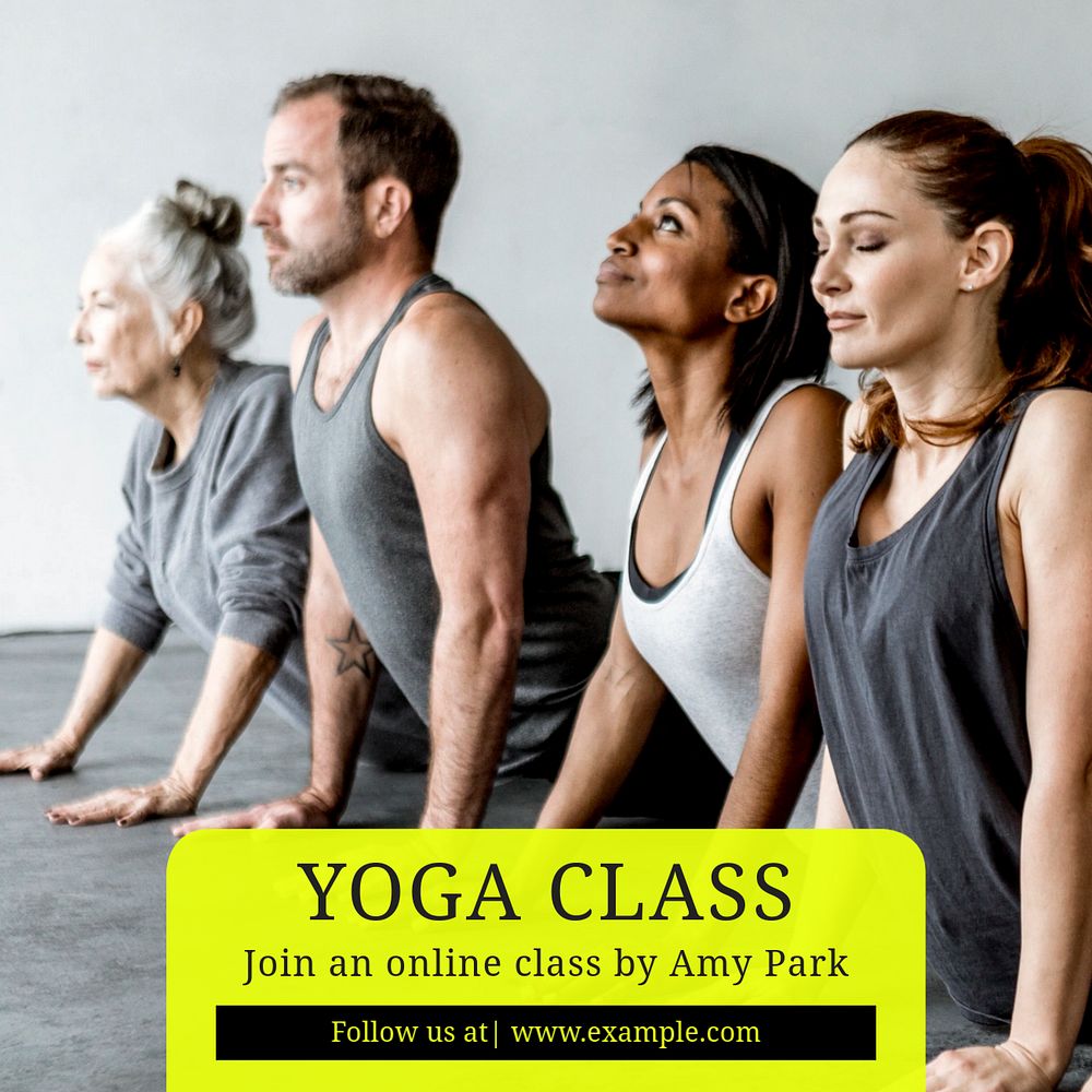 Yoga class advertisement Instagram post template, editable text