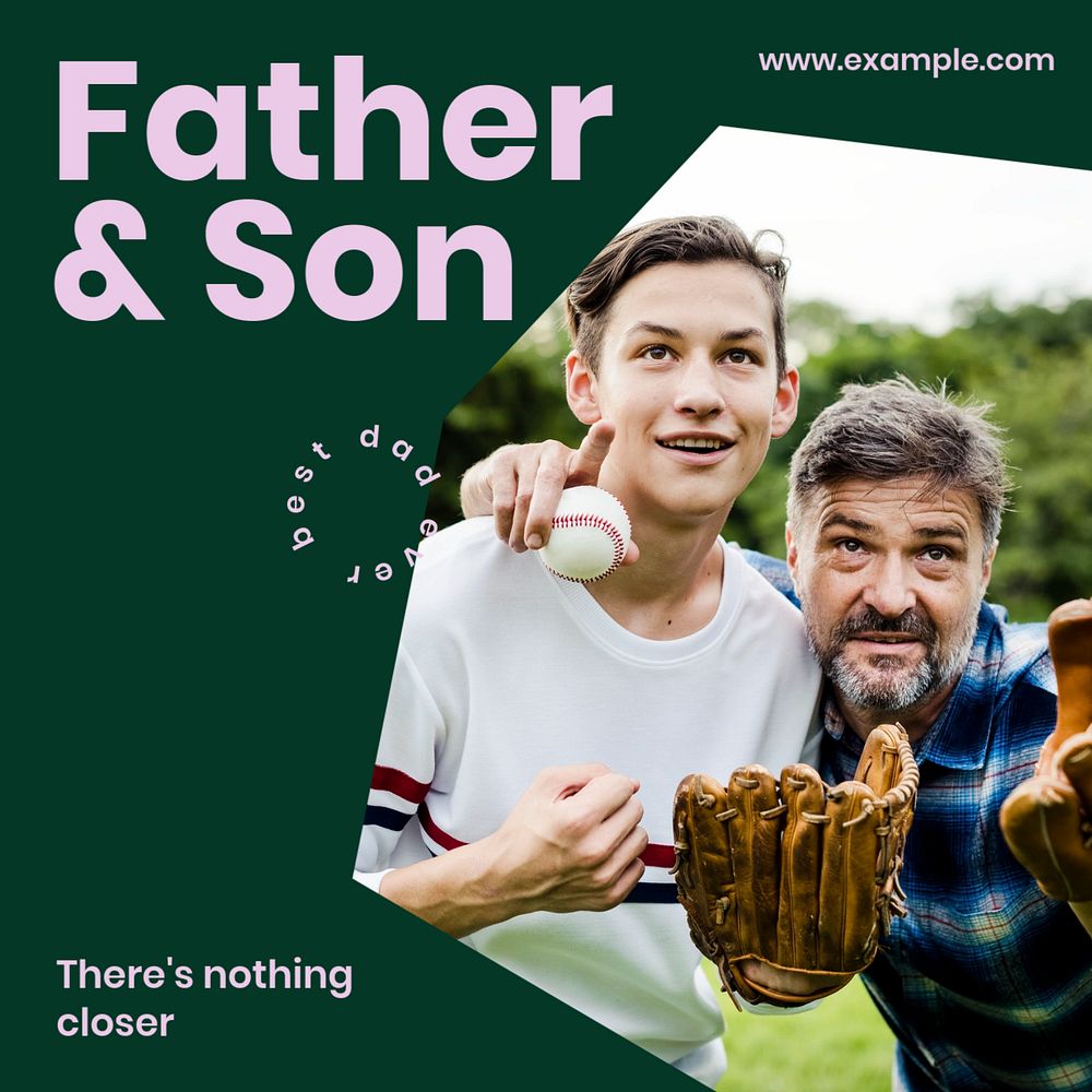 Father and son Instagram post template, editable text