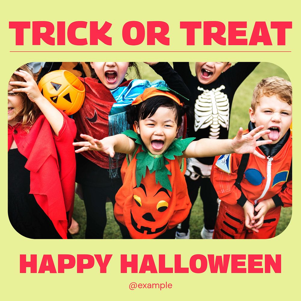 Trick or treat Instagram post template, editable text