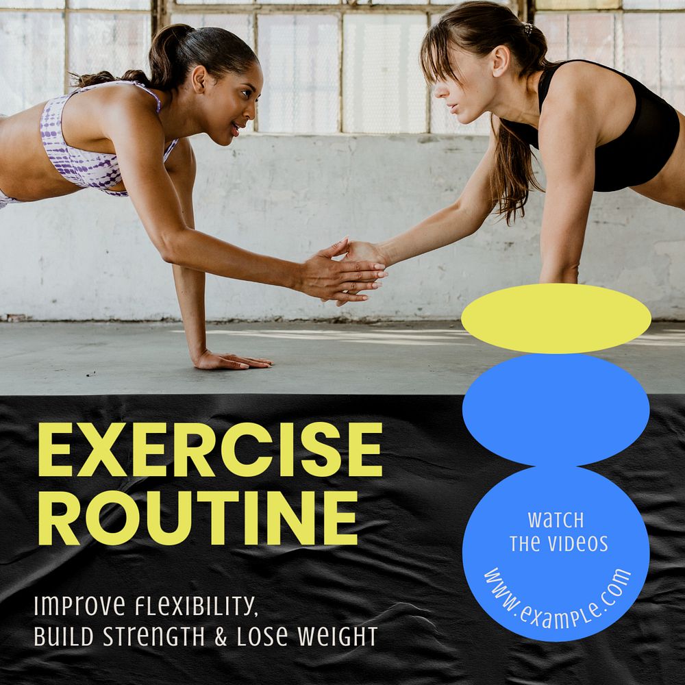 Exercise routine Instagram post template, editable text