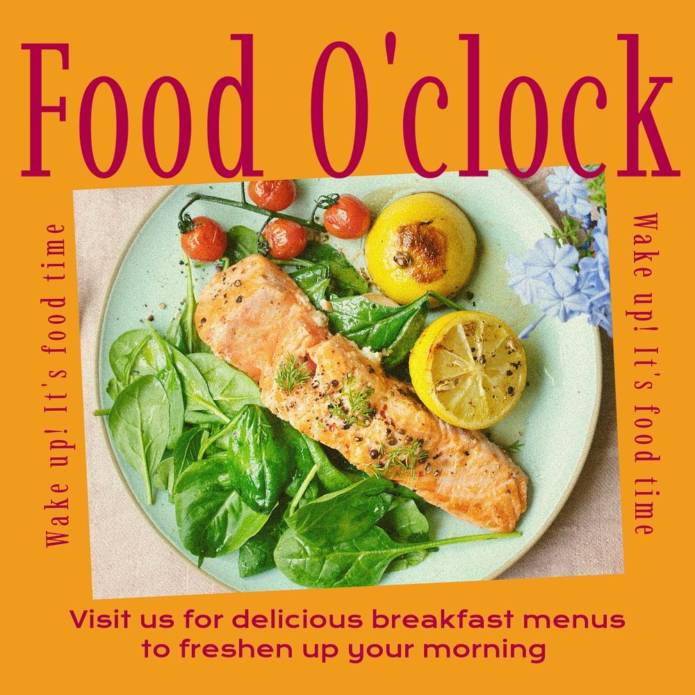 Food & breakfast time Instagram post template, editable text