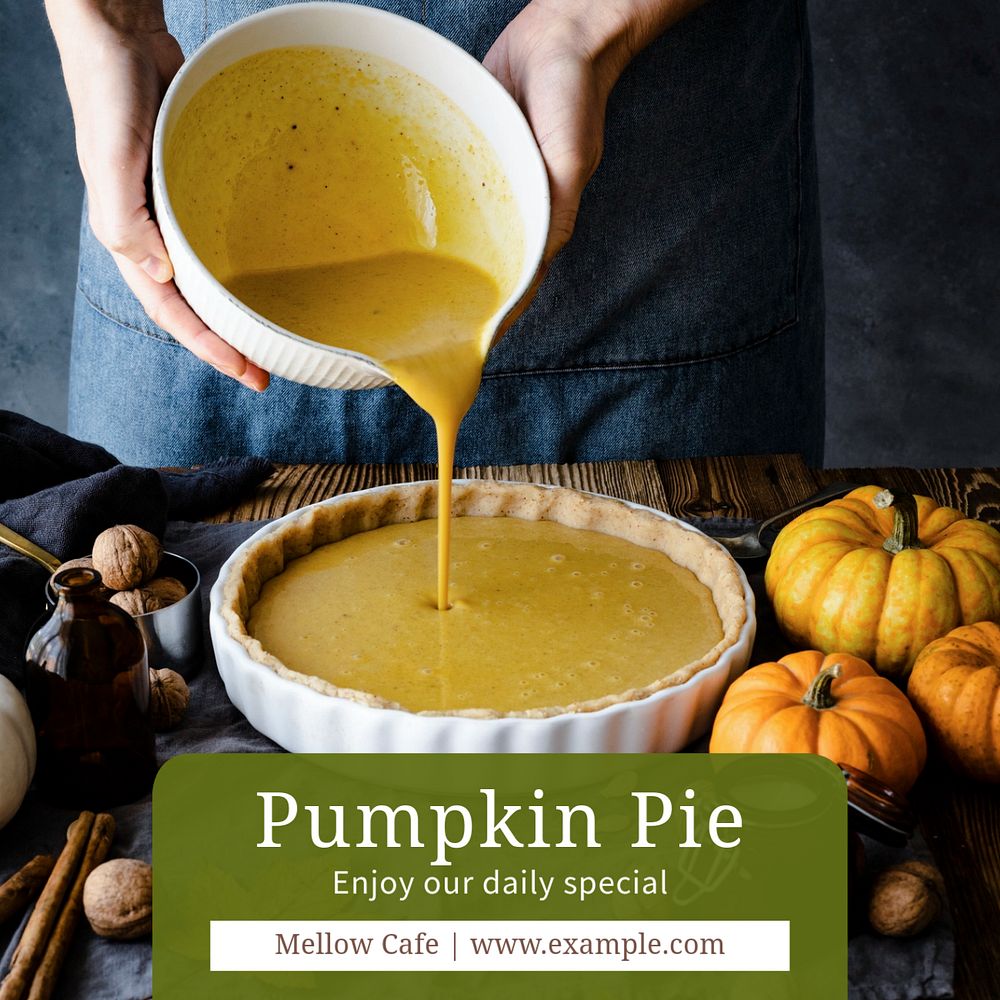 Pumpkin pie Instagram post template, editable text