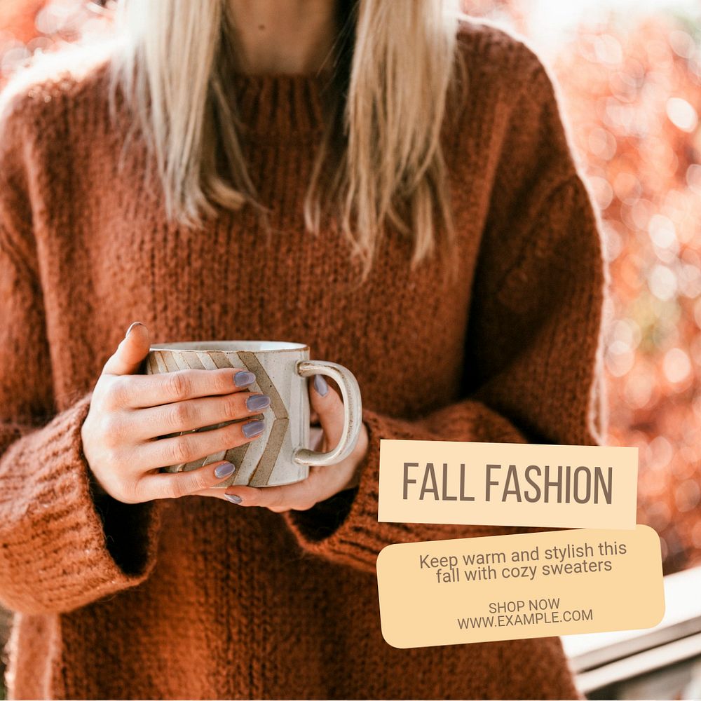 Fall fashion Instagram post template, editable text