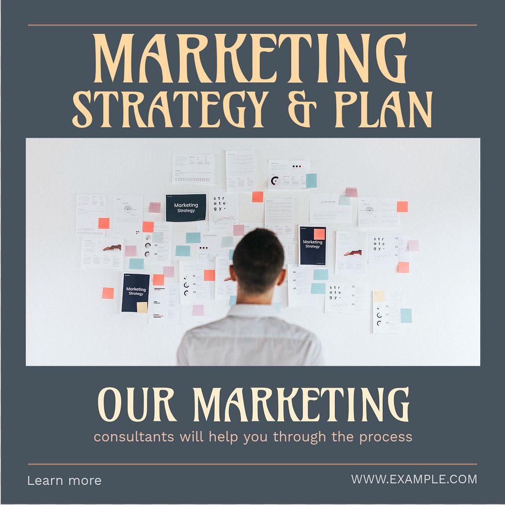 Marketing strategy Instagram post template, editable text