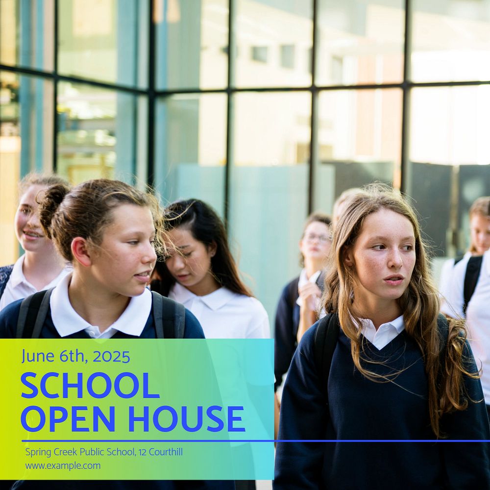 school open house Instagram post template, editable text