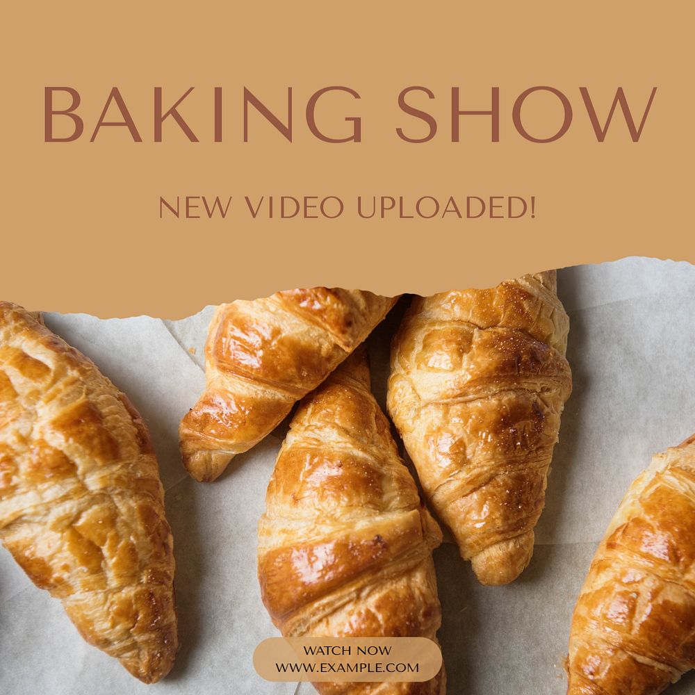 Baking show Instagram post template, editable text