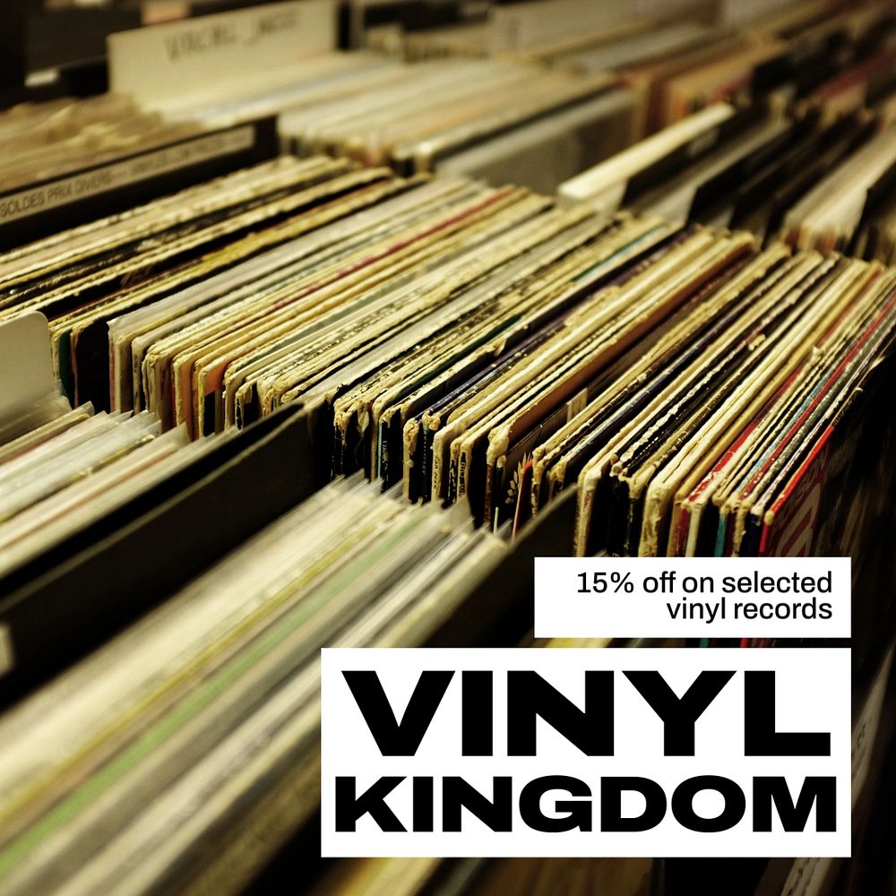 Vinyl record sale Instagram post template, editable text