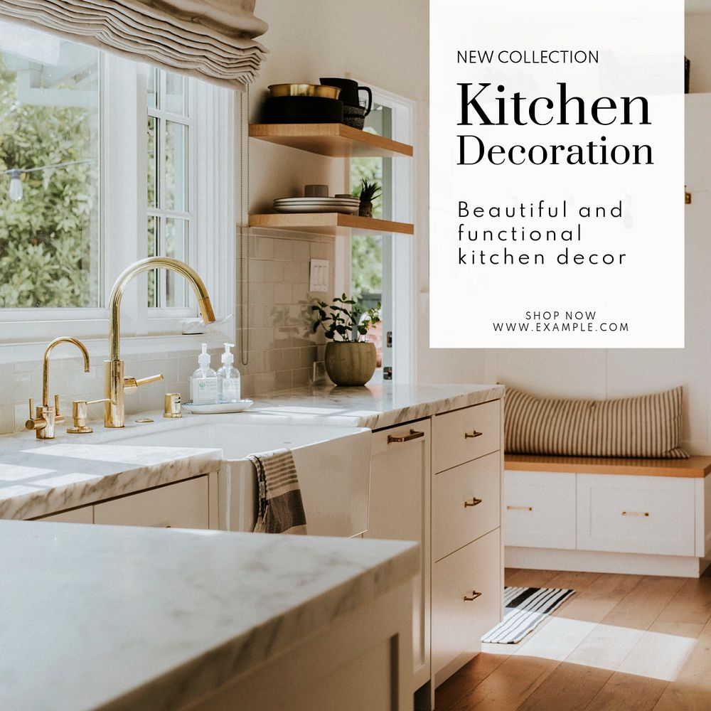 Kitchen decoration Instagram post template, editable text