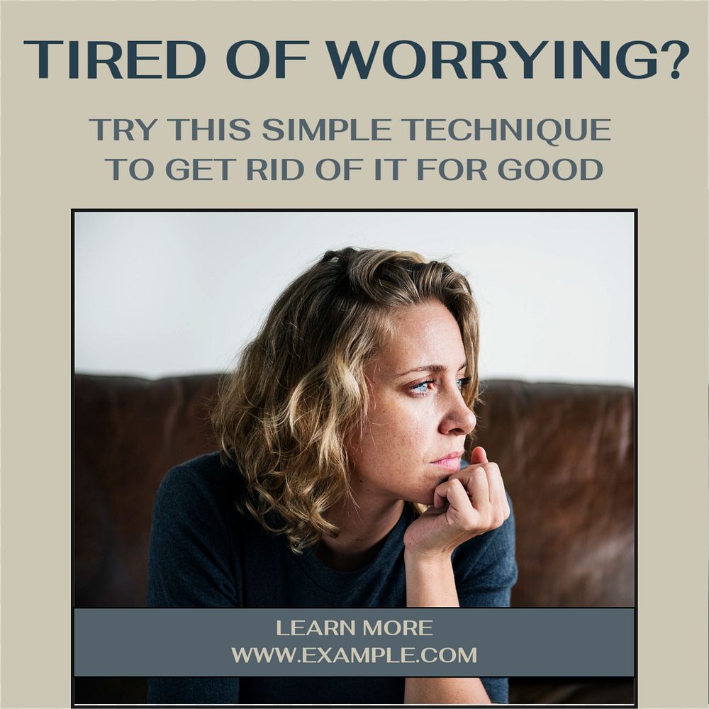 Worry technique Instagram post template, editable text