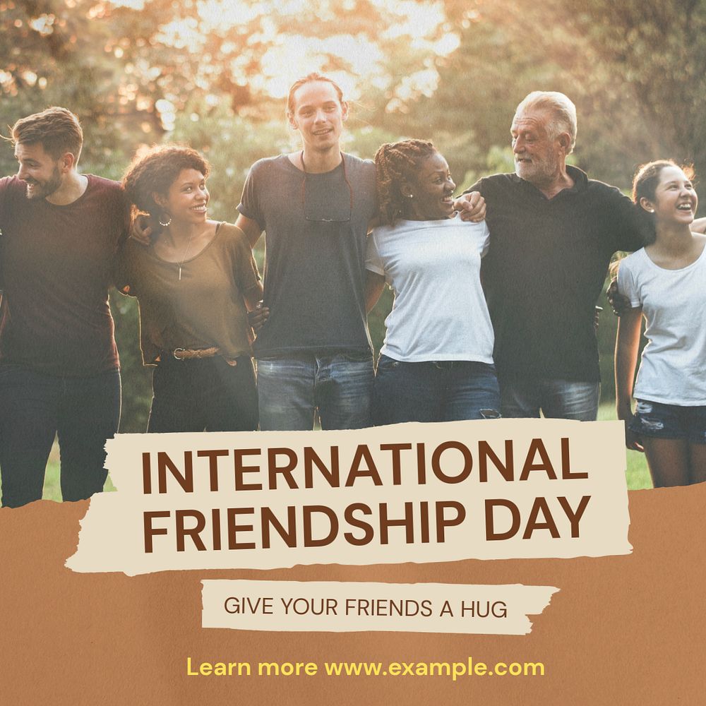 International friendship day Instagram post template, editable text