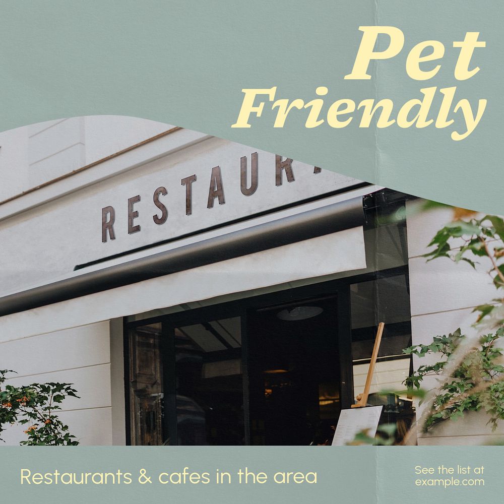 Pet friendly businesses Instagram post template, editable text