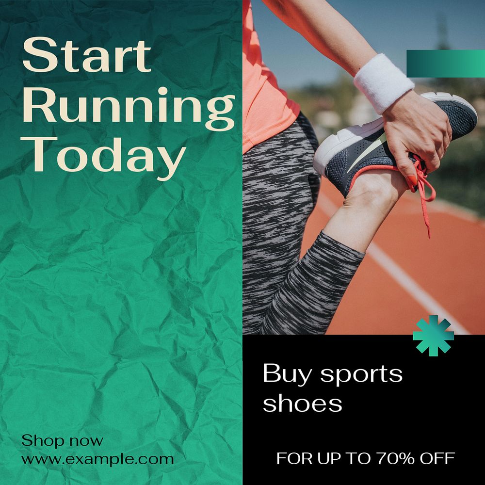 Start running today Instagram post template, editable text