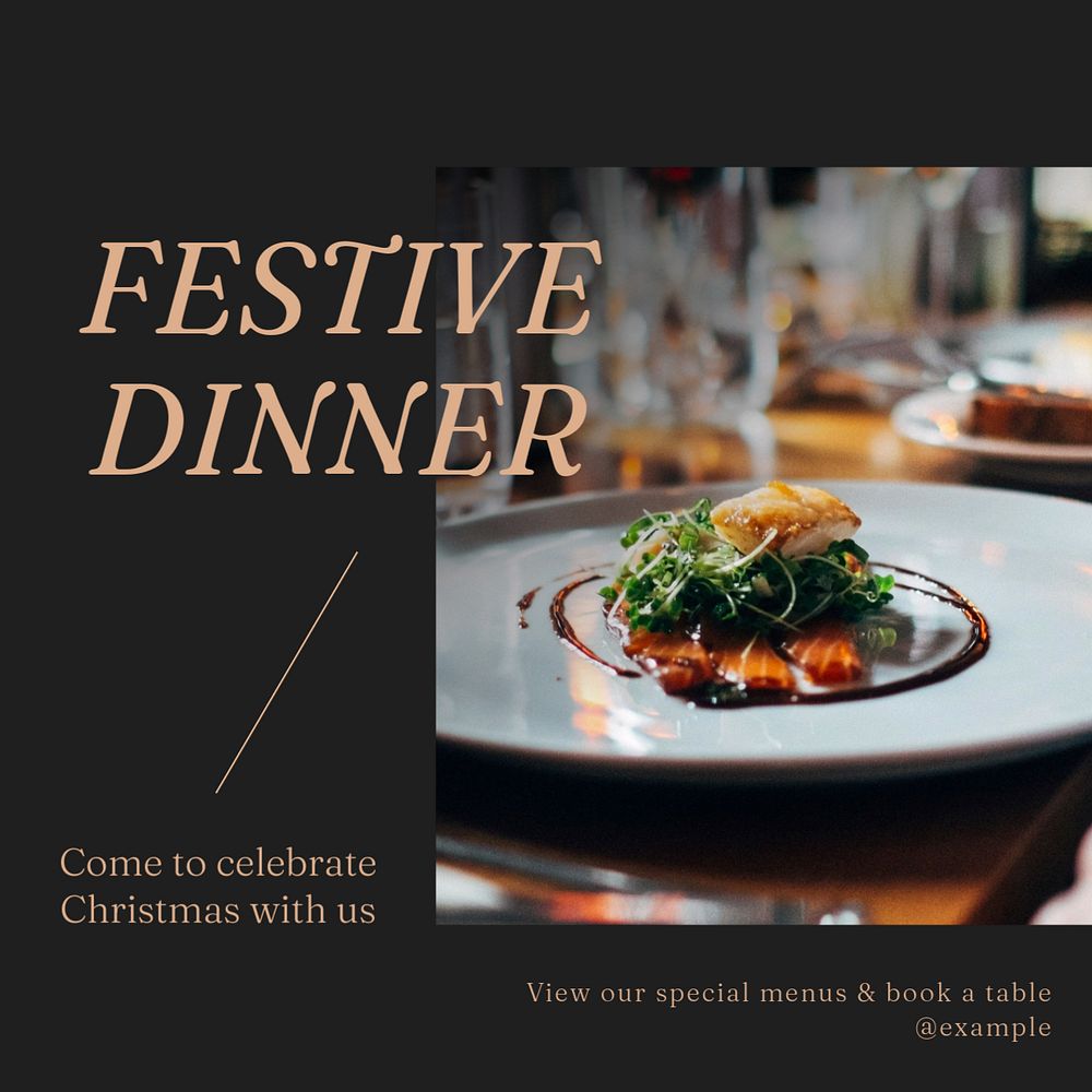 Christmas dinner Instagram post template, editable text