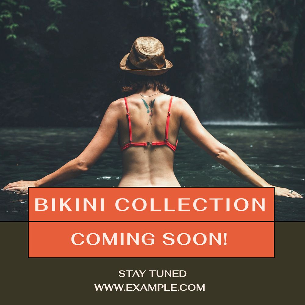 Swimwear & bikini Instagram post template, editable text