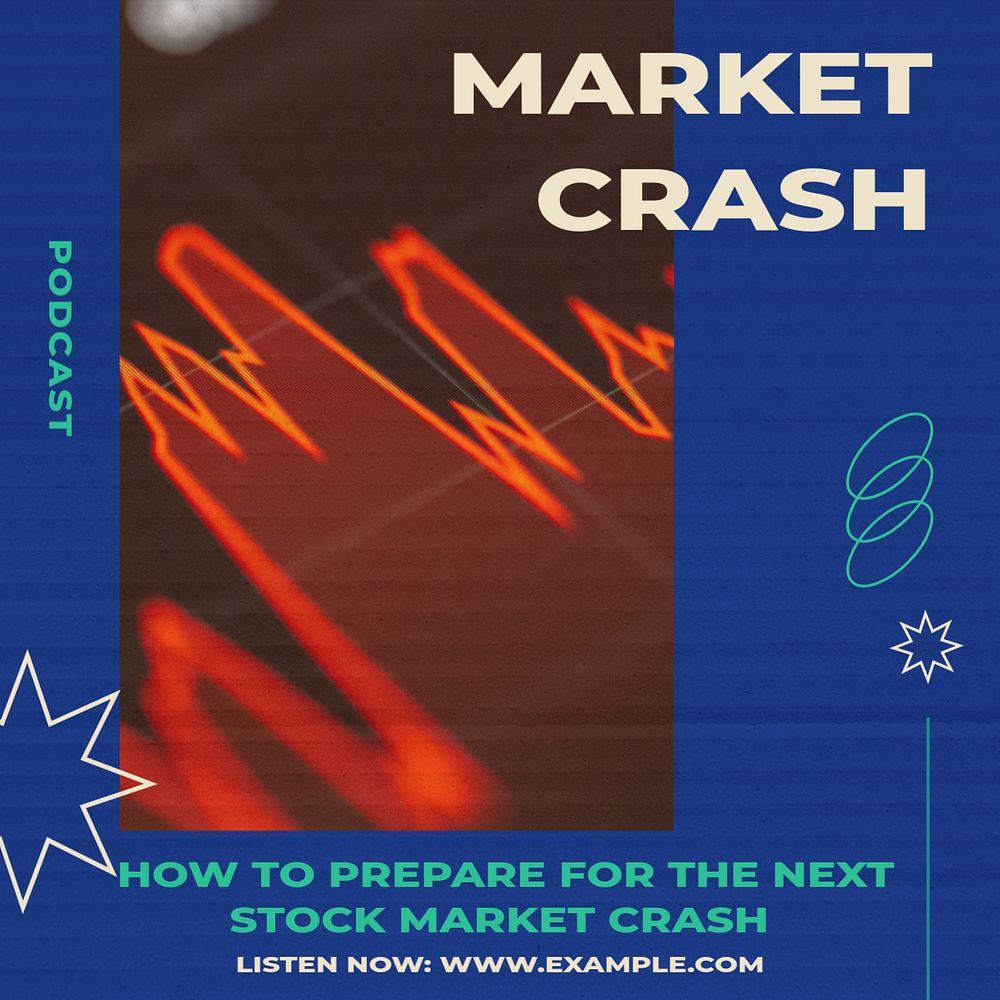 Market crash preparation Instagram post template, editable text