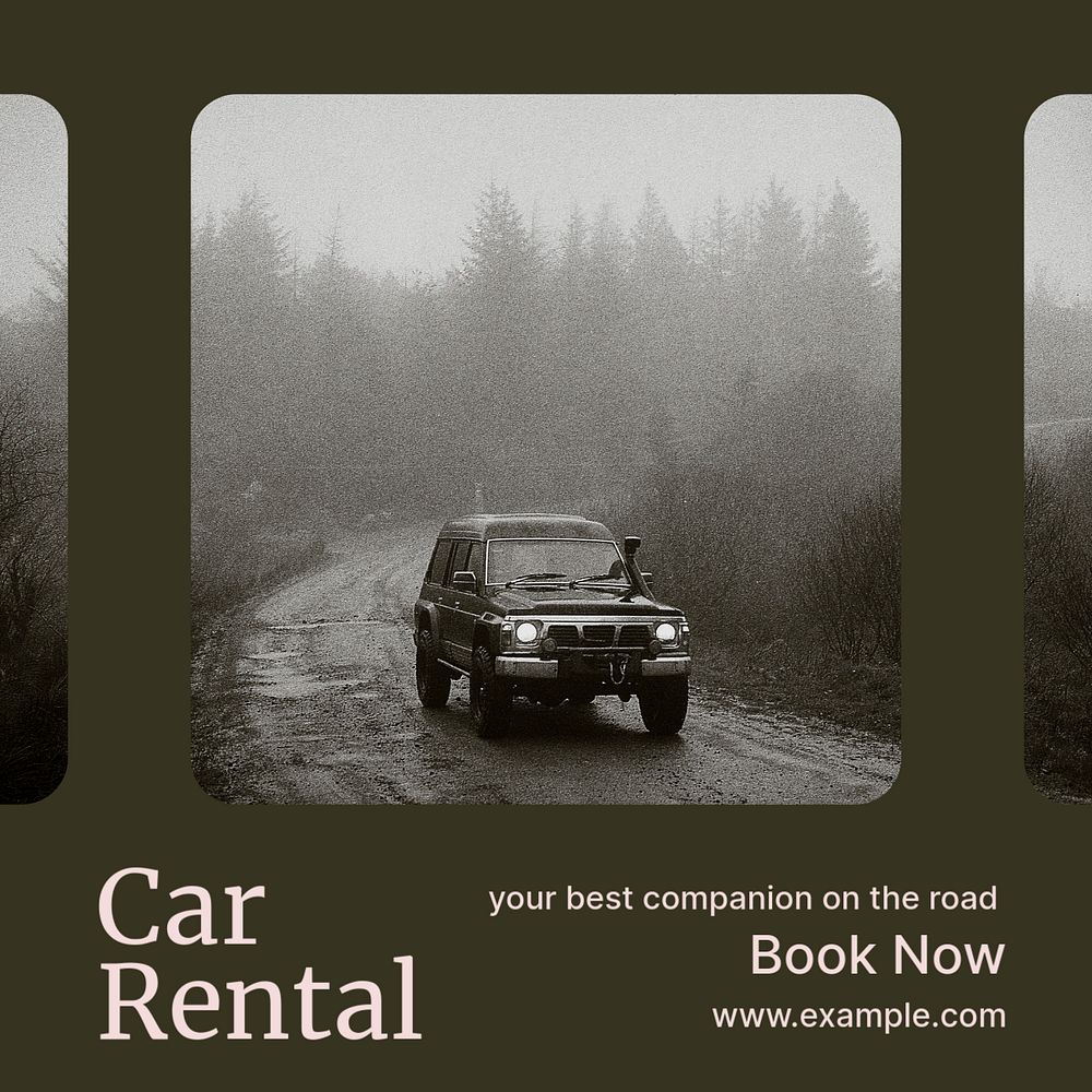 Car rental Instagram post template, editable text