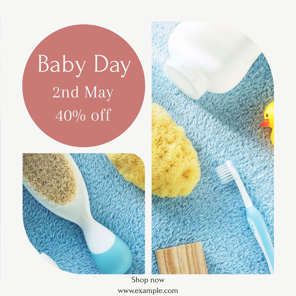 Baby Day sale Instagram post template, editable text