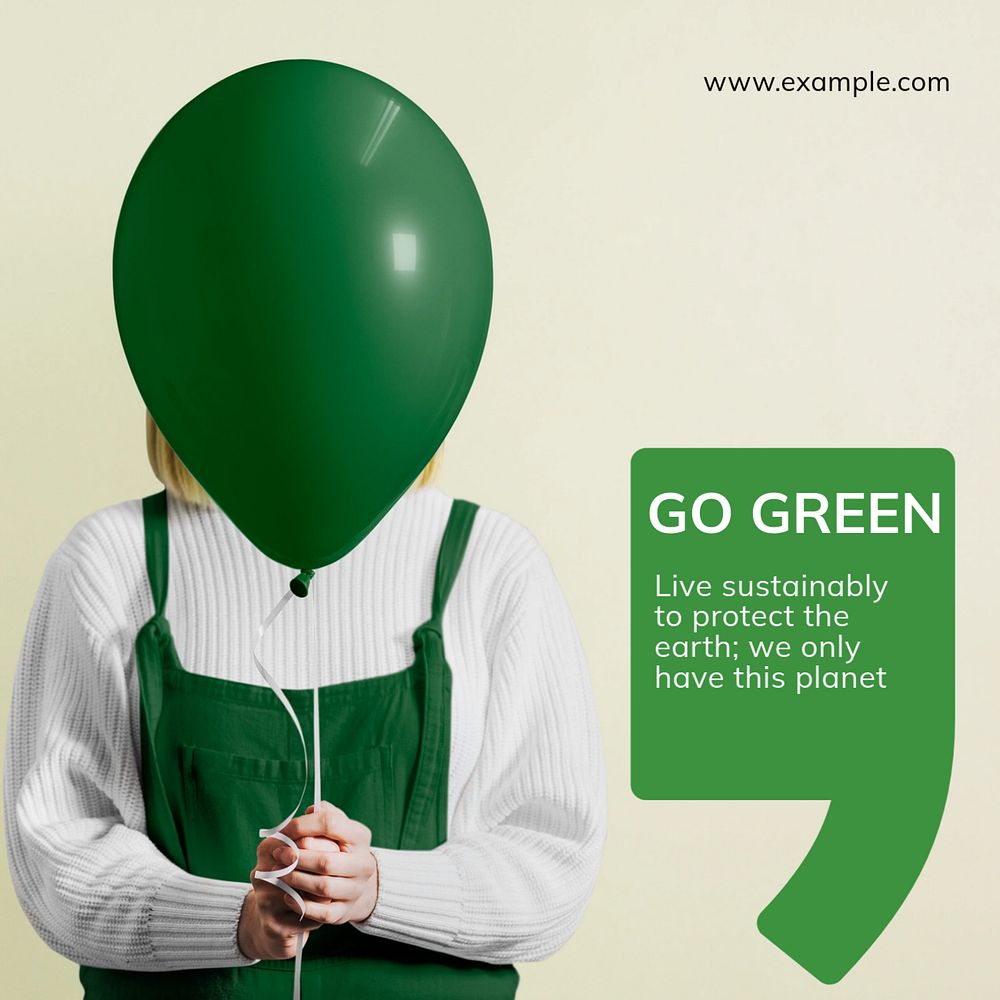 Go green Instagram post template, editable text