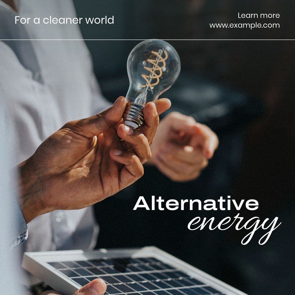 Alternative energy Instagram post template, editable text