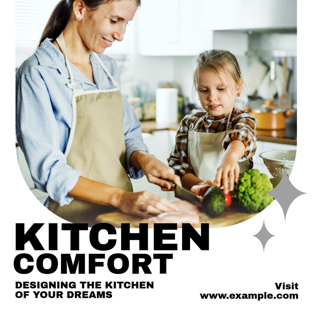 Kitchen design Instagram post template, editable text