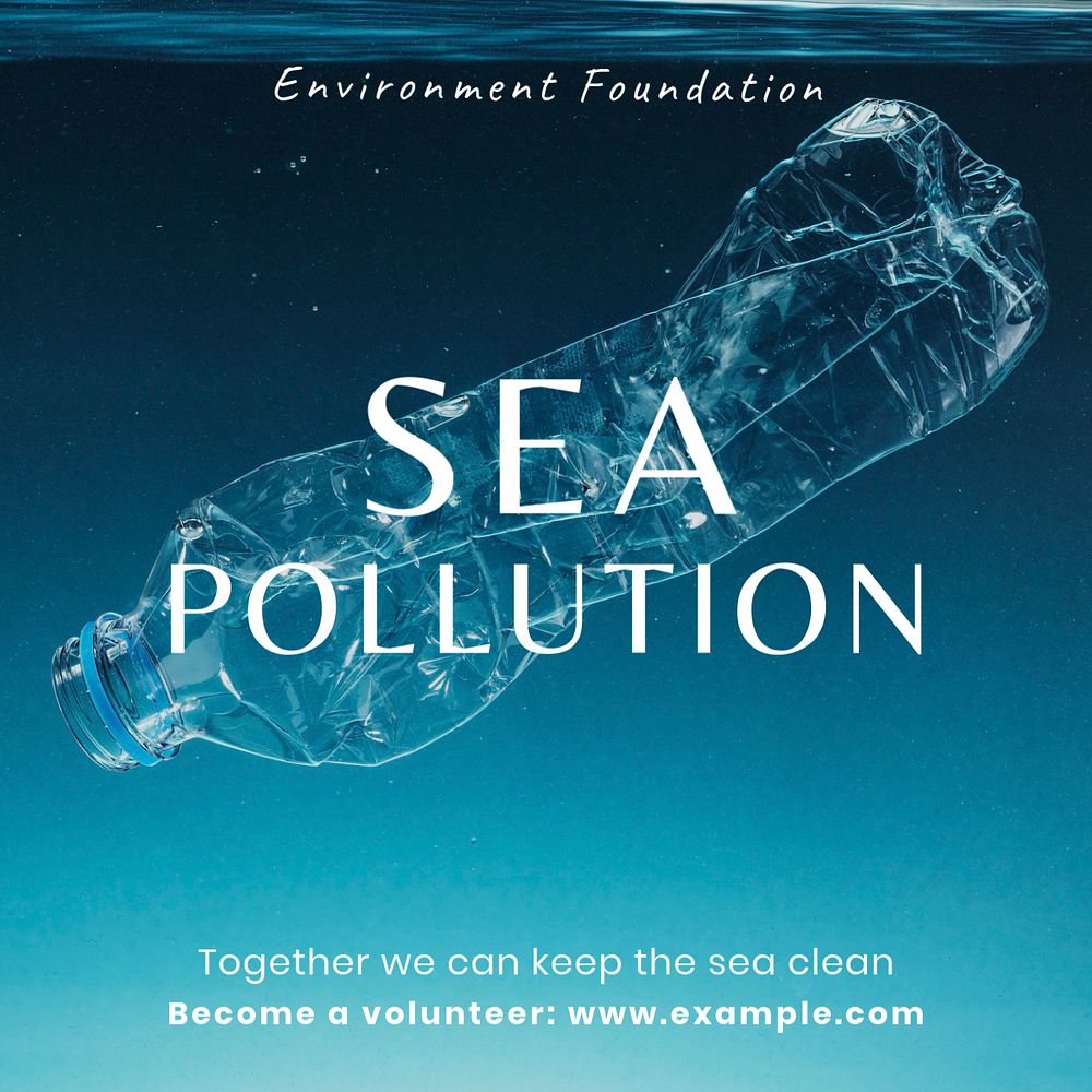 Sea pollution Instagram post template, editable text