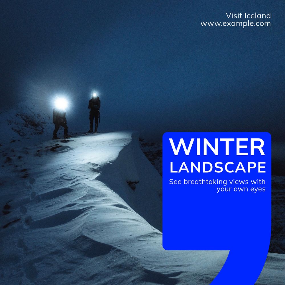 Winter landscape Instagram post template, editable text