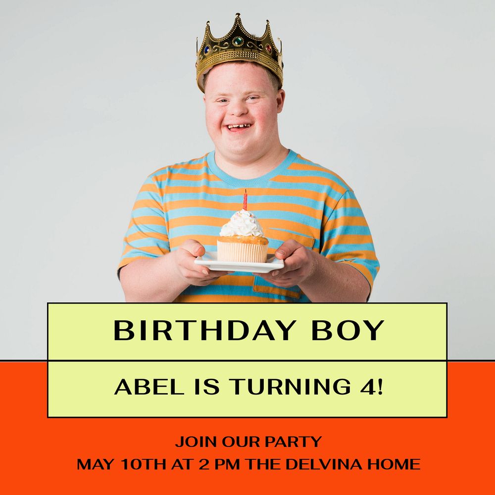 Birthday boy Instagram post template, editable text