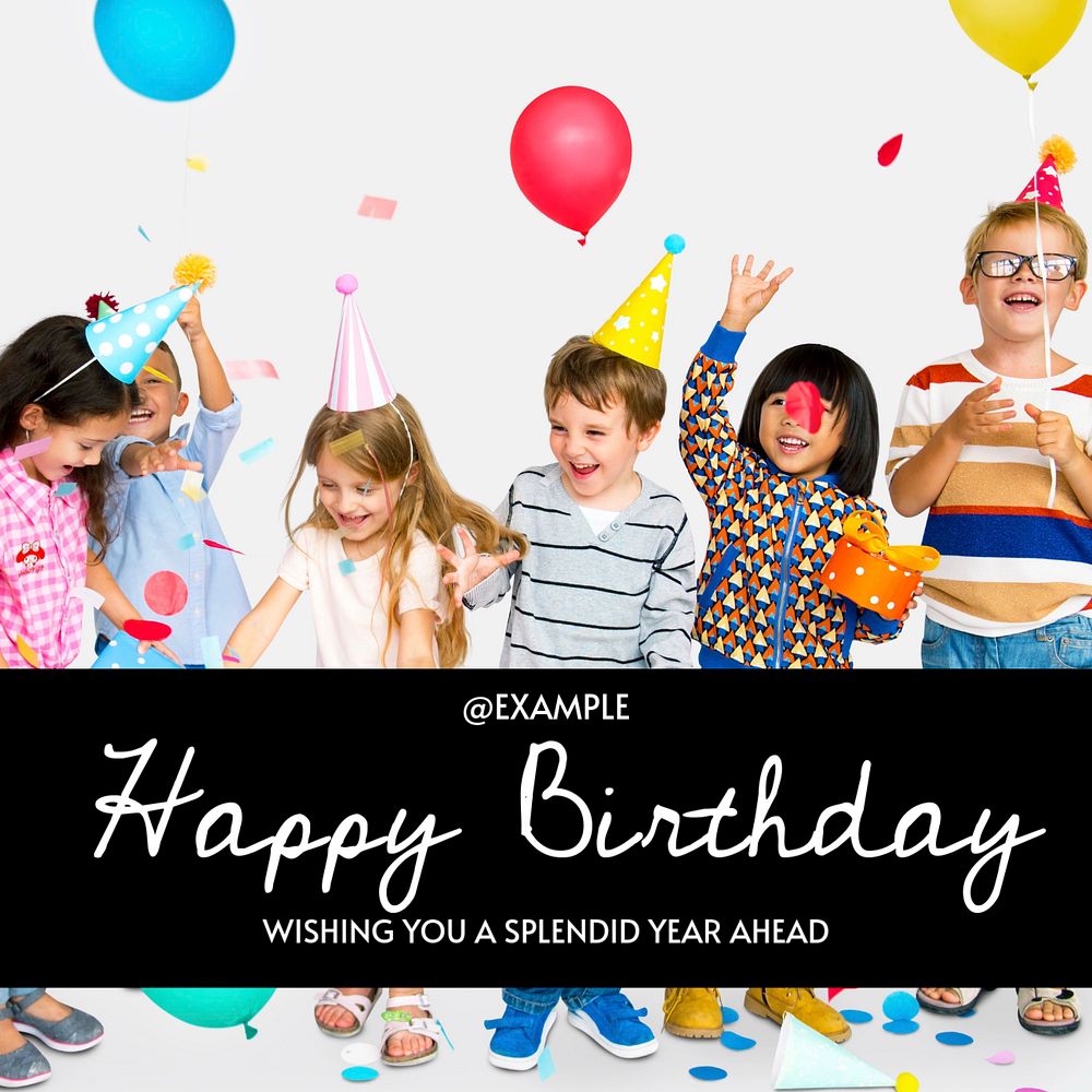 Happy birthday Instagram post template, editable text